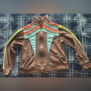 Blue Bayou casual wear Brown multicolored Embroidered Jacket size M